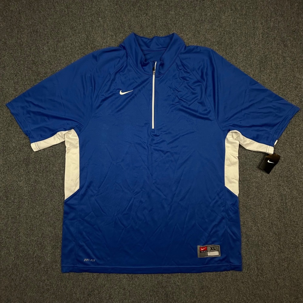 Nike Team Victory Shooting Shirt Mens XL Blue Dri-FIT 1/4 Zip Basketball Warmup